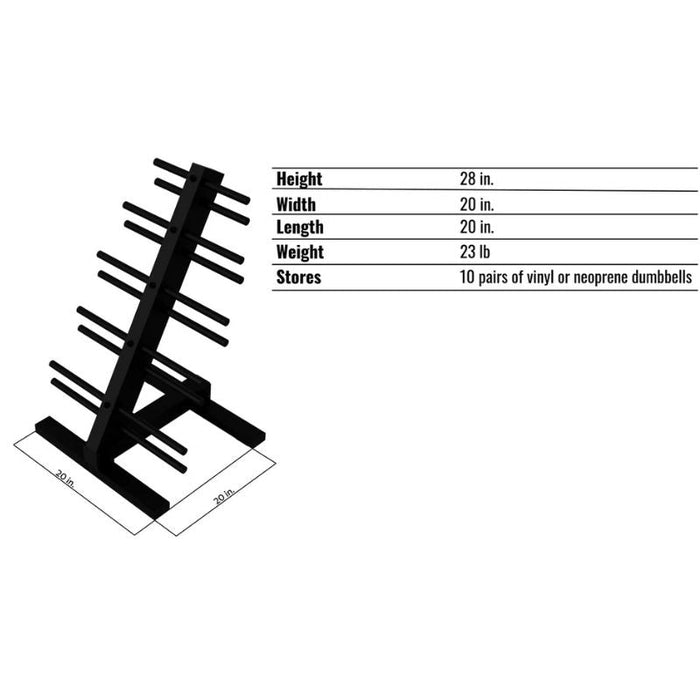 VTX T-HDR Aerobic Dumbbell Rack For Neoprene and Vinyl Dumbbells
