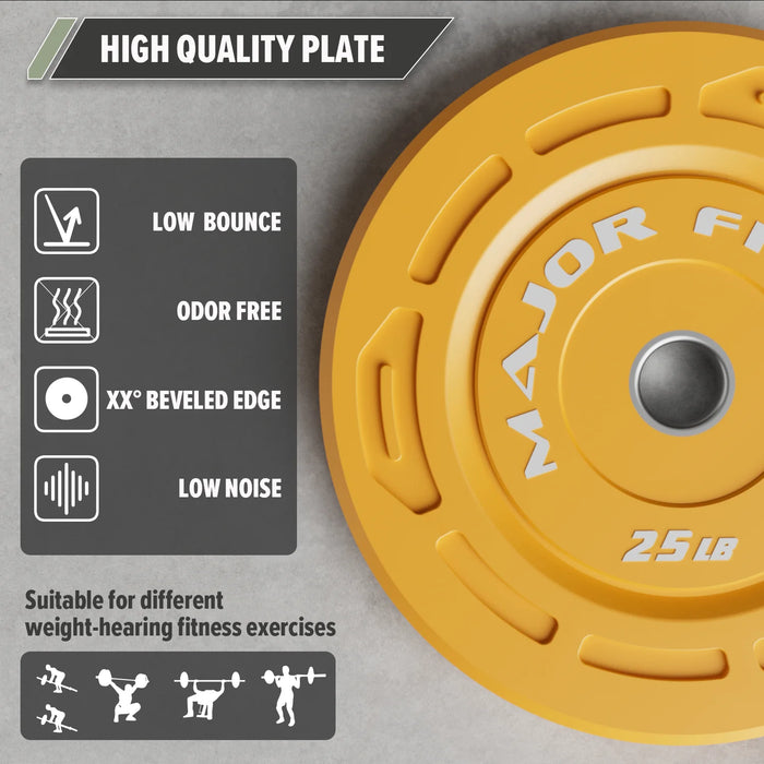 Major Fitness Low Bounce Bumper Plates Olympic Weight Plates Set