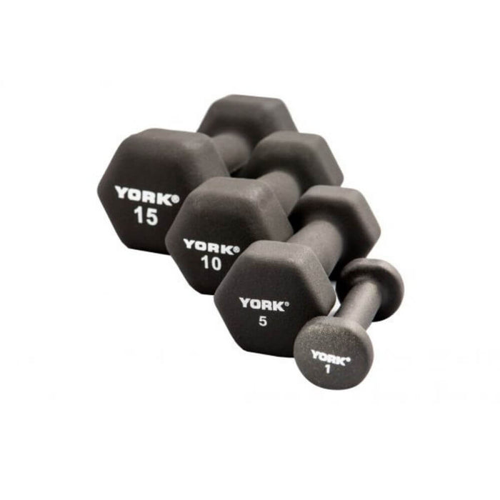 York Barbell Black Neoprene Hexagon Fitbells