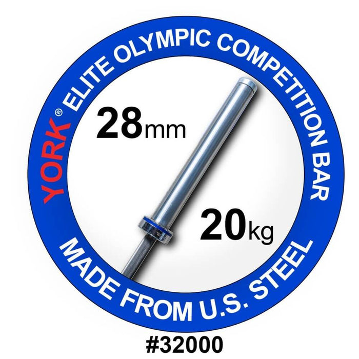 York Barbell Men's Elite Competition 20kg Olympic Bar