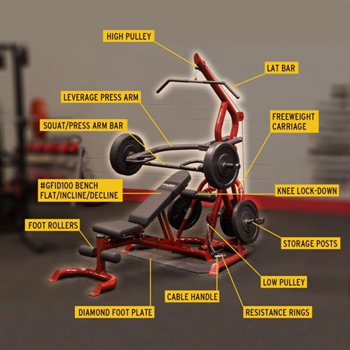 Body-Solid GLGS100P4 Corner Leverage Gym Package