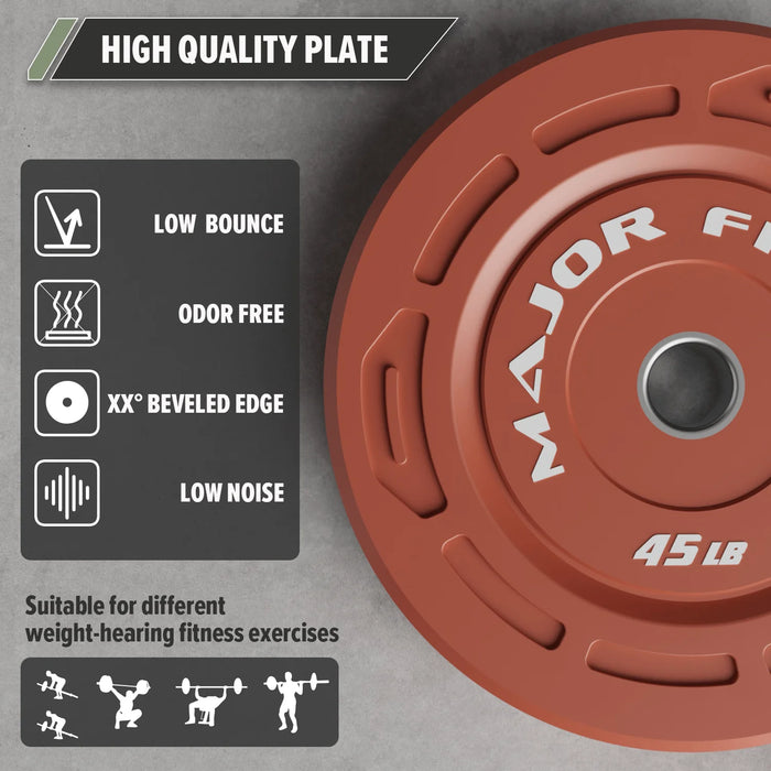 Major Fitness Low Bounce Bumper Plates Olympic Weight Plates Set