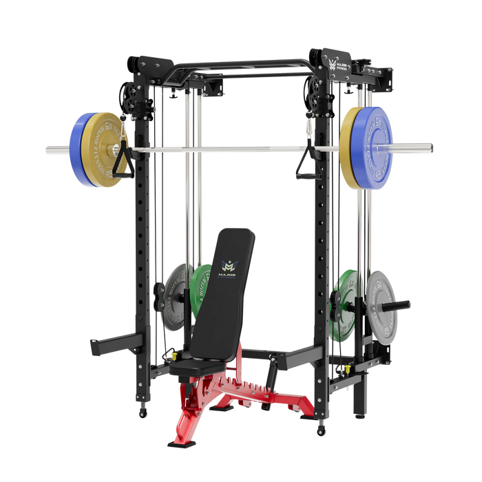 Major Fitness All-In-One Home Gym Folding Power Rack Package Lightning F35